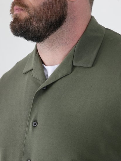D555 Connor Stretch Cuban Collar Reosrt Short Sleeve Shirt Khaki - Cămăși - Cămăși Bărbați Mărimi Mari