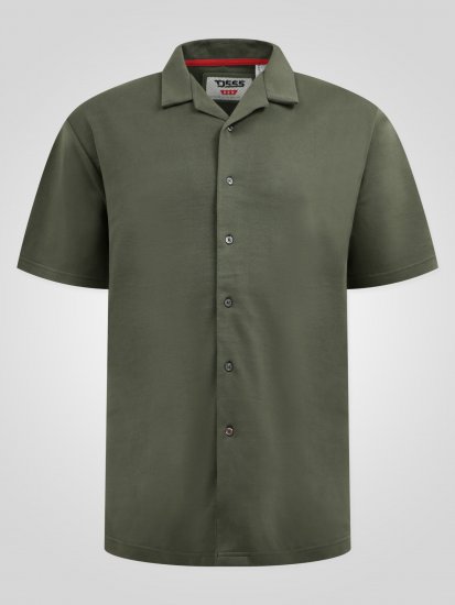 D555 Connor Stretch Cuban Collar Reosrt Short Sleeve Shirt Khaki - Cămăși - Cămăși Bărbați Mărimi Mari