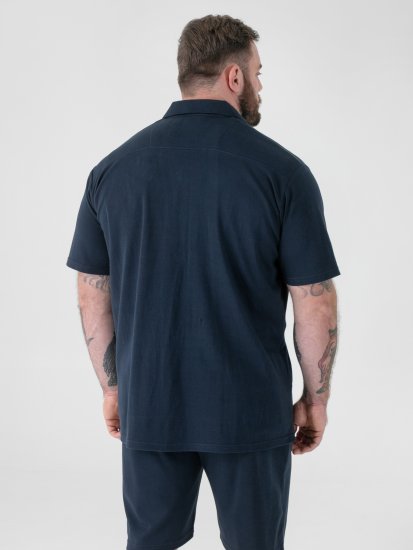 D555 Connor Stretch Cuban Collar Resort Short Sleeve Shirt Navy - Cămăși - Cămăși Bărbați Mărimi Mari