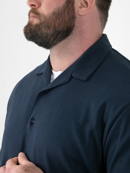 D555 Connor Stretch Cuban Collar Resort Short Sleeve Shirt Navy - Cămăși - Cămăși Bărbați Mărimi Mari