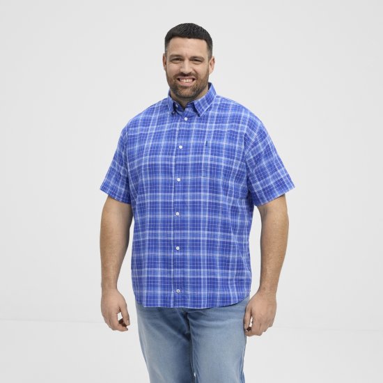 North Latitude 51145 Checked Short Sleeve Shirt Cobolt Blue - Cămăși cu mânecă scurtă - Cămăși Bărbați maneca scurta mărimi mari