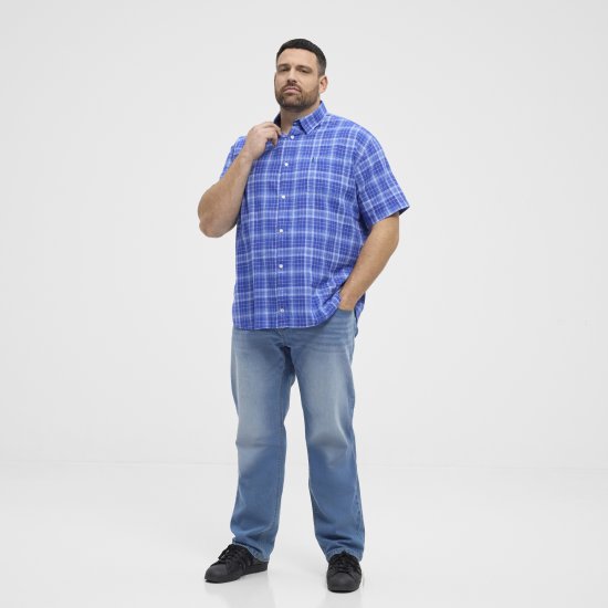 North Latitude 51145 Checked Short Sleeve Shirt Cobolt Blue - Cămăși cu mânecă scurtă - Cămăși Bărbați maneca scurta mărimi mari