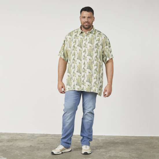 North Latitude 61310 Cămașă din Vâscoză cu Print Integral Verde Măsliniu - Cămăși - Cămăși Bărbați Mărimi Mari