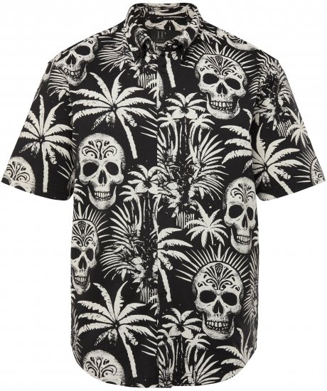JP1880 Skull Pattern Jersey Short Sleeve Shirt Black - Cămăși - Cămăși Bărbați Mărimi Mari