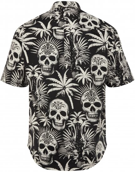 JP1880 Skull Pattern Jersey Short Sleeve Shirt Black - Cămăși - Cămăși Bărbați Mărimi Mari