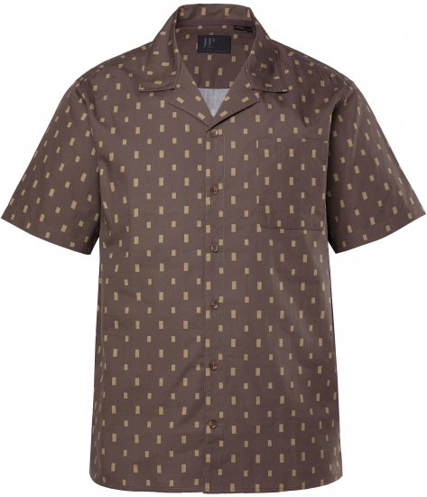 JP1880 Boxy Cuba Short Sleeve Shirt Brown - Cămăși - Cămăși Bărbați Mărimi Mari
