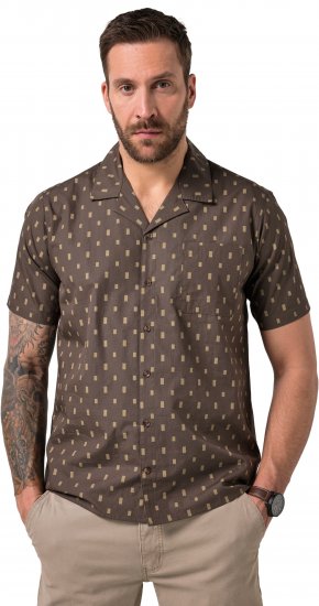 JP1880 Boxy Cuba Short Sleeve Shirt Brown - Cămăși - Cămăși Bărbați Mărimi Mari