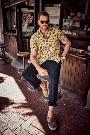 JP1880 Boxy Cuba Short Sleeve Shirt Camel - Cămăși - Cămăși Bărbați Mărimi Mari