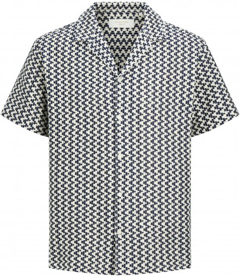 Jack & Jones Montauk Crochet Short Sleeve Shirt Navy - Cămăși - Cămăși Bărbați Mărimi Mari