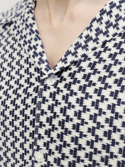 Jack & Jones Montauk Crochet Short Sleeve Shirt Navy - Cămăși - Cămăși Bărbați Mărimi Mari