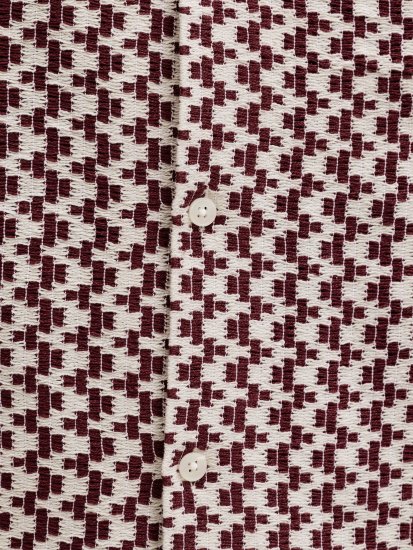 Jack & Jones Montauk Crochet Short Sleeve Shirt Dark Red - Cămăși cu mânecă scurtă - Cămăși Bărbați maneca scurta mărimi mari