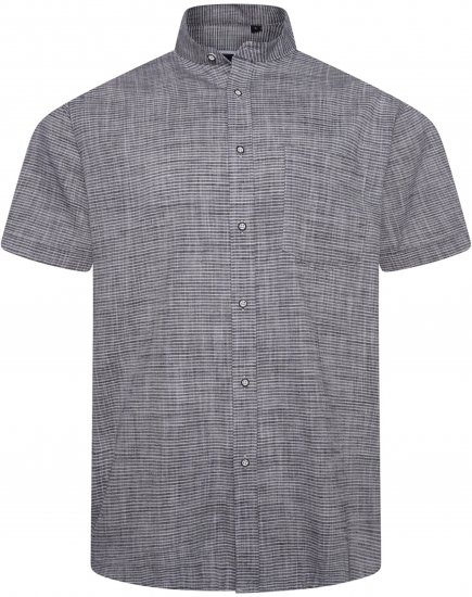 Kam Jeans 6334 Striped Grandad Short Sleeve Shirt Charcoal - Cămăși - Cămăși Bărbați Mărimi Mari
