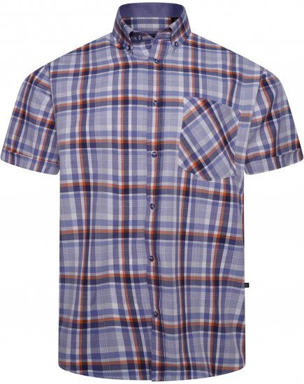 Kam Jeans 6339 Checked Short Sleeve Shirt Blue - Cămăși - Cămăși Bărbați Mărimi Mari