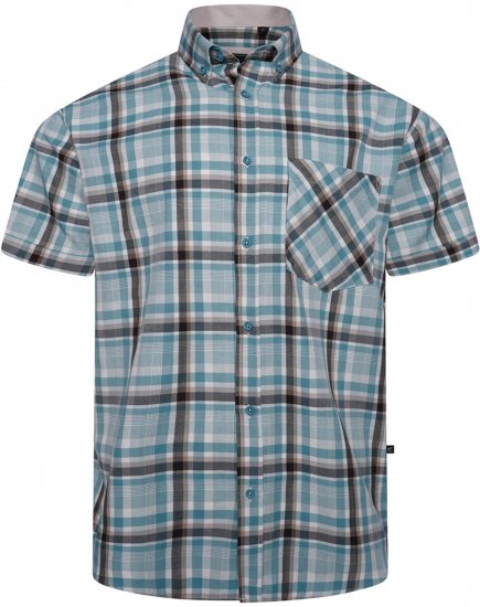 Kam Jeans 6339 Checked Short Sleeve Shirt Mineral Blue - Cămăși - Cămăși Bărbați Mărimi Mari