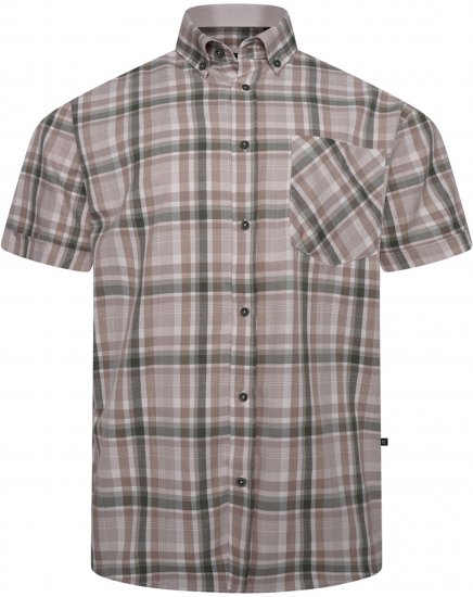 Kam Jeans 6339 Checked Short Sleeve Shirt Beige - Cămăși - Cămăși Bărbați Mărimi Mari