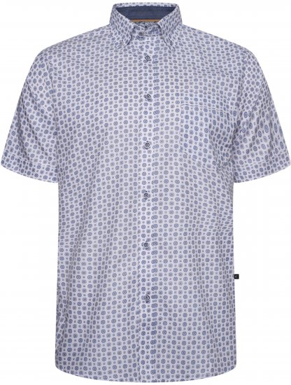 Kam Jeans 6345 Jewel Pattern Short Sleeve Shirt Blue - Cămăși - Cămăși Bărbați Mărimi Mari