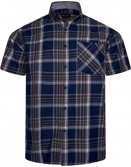 Kam jeans 6350 Casual Checked Short Sleeve Shirt Indigo - Cămăși - Cămăși Bărbați Mărimi Mari