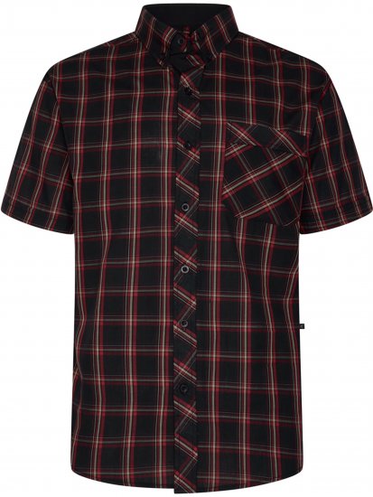 Kam Jeans 6365 Checked Short Sleeve Shirt Burgundy - Cămăși - Cămăși Bărbați Mărimi Mari