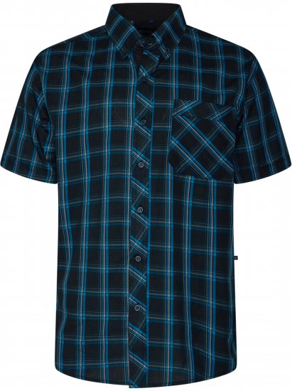 Kam Jeans 6365 Checked Short Sleeve Shirt Turquoise - Cămăși - Cămăși Bărbați Mărimi Mari