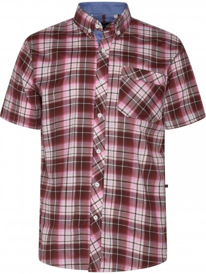 Kam Jeans 6368 Checked Short Sleeve Shirt Red - Cămăși - Cămăși Bărbați Mărimi Mari