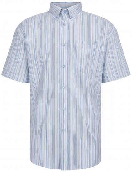 Kam Jeans 6373 Casual Striped Short Sleeve Shirt Blue - Cămăși - Cămăși Bărbați Mărimi Mari