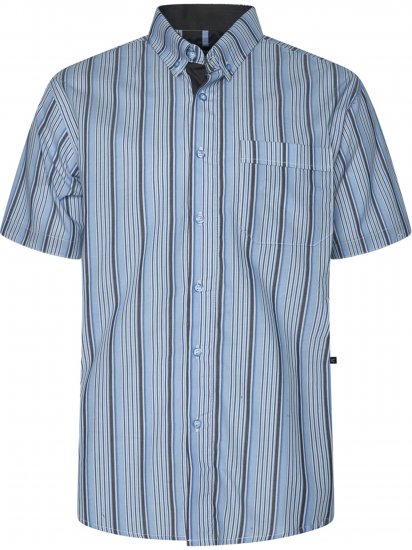 Kam Jeans 6374 Striped Short Sleeve Shirt Blue - Cămăși - Cămăși Bărbați Mărimi Mari