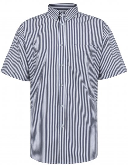 Kam Jeans 6375 Casual Striped Short Sleeve Shirt Navy - Cămăși - Cămăși Bărbați Mărimi Mari