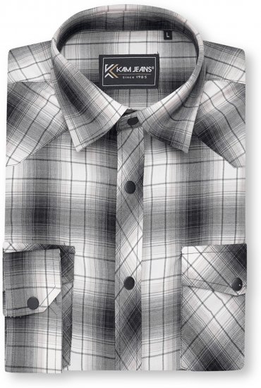 Kam Jeans 6352 Western Twin Pocket Long Sleeve Shirt Charcoal - Cămăși - Cămăși Bărbați Mărimi Mari