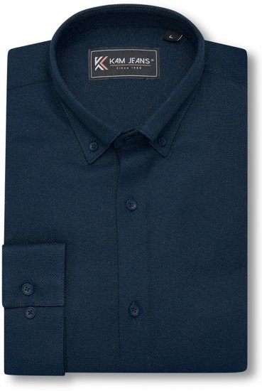 Kam Jeans 6357 Dobby Weave Shirt Navy - Cămăși - Cămăși Bărbați Mărimi Mari