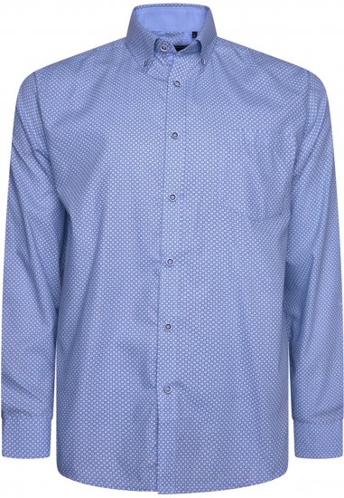 Kam Jeans 6361 All Over Geo Print Long Sleeve Shirt Sky Blue - Cămăși - Cămăși Bărbați Mărimi Mari