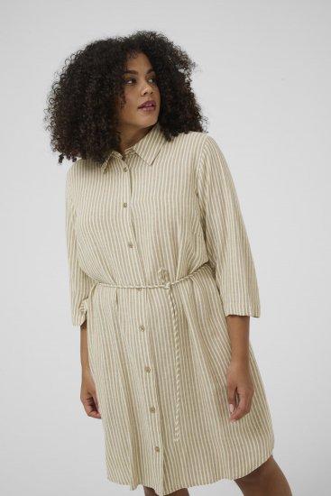 Kaffe Curve Milla Short Shirt Dress Chinchilla/Chalk Stripe - Rochii mini - 