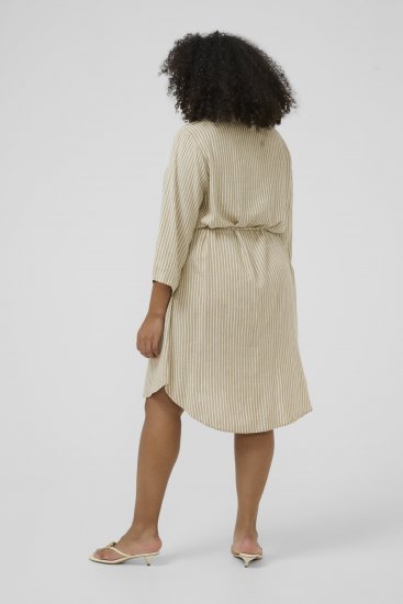 Kaffe Curve Milla Short Shirt Dress Chinchilla/Chalk Stripe - Rochii mini - 