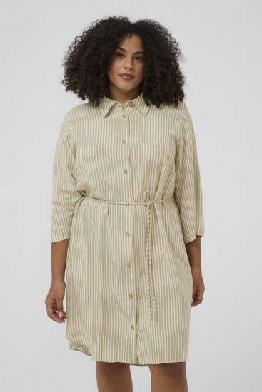 Kaffe Curve Milla Short Shirt Dress Chinchilla/Chalk Stripe - Rochii mini - 