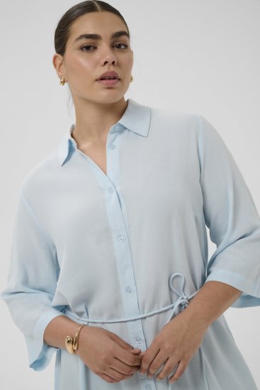 Kaffe Curve Mille Short Shirt Dress Nantucket Breeze Blue - Rochii mini - 