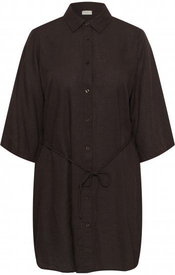 Kaffe Curve Mille Short Shirt Dress Black Coffee Brown - Rochii mini - 