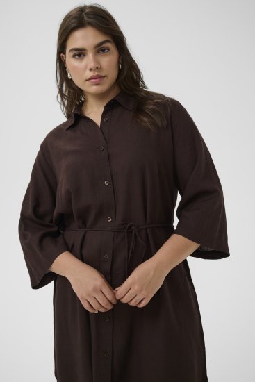 Kaffe Curve Mille Short Shirt Dress Black Coffee Brown - Rochii mini - 