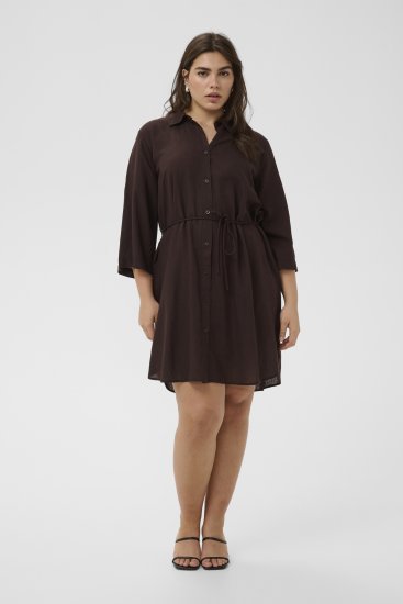 Kaffe Curve Mille Short Shirt Dress Black Coffee Brown - Rochii mini - 