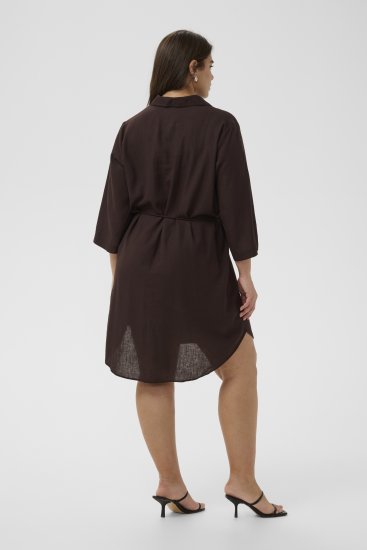 Kaffe Curve Mille Short Shirt Dress Black Coffee Brown - Rochii mini - 