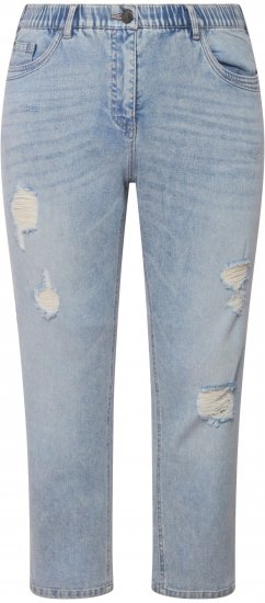 Ulla Popken Stonewashed Distressed Boyfriend Jeans Light Blue - Blugi & Pantaloni pentru Femei Mărimi Mari – Plus Size - 