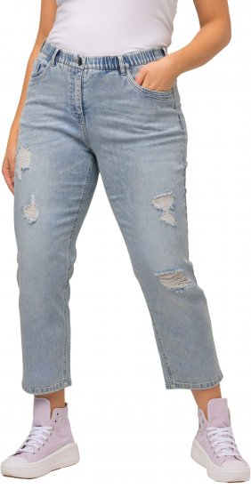 Ulla Popken Stonewashed Distressed Boyfriend Jeans Light Blue - Blugi & Pantaloni pentru Femei Mărimi Mari – Plus Size - 