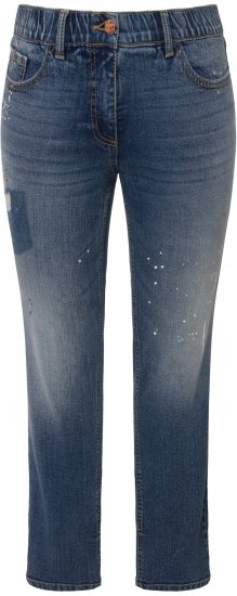 Ulla Popken Distressed Stretch Fit Sarah Jeans Blue Denim - Blugi & Pantaloni pentru Femei Mărimi Mari – Plus Size - 