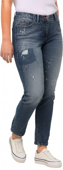 Ulla Popken Distressed Stretch Fit Sarah Jeans Blue Denim - Blugi & Pantaloni pentru Femei Mărimi Mari – Plus Size - 