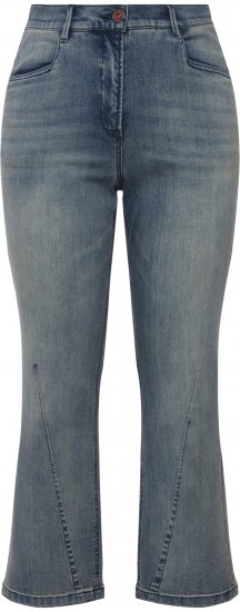 Ulla Popken Splatter Painted Jeans Washed Blue Denim - Blugi & Pantaloni pentru Femei Mărimi Mari – Plus Size - 