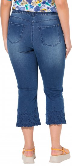 Ulla Popken Cropped Flared Eyelet Jeans Denim Blue - Blugi & Pantaloni pentru Femei Mărimi Mari – Plus Size - 