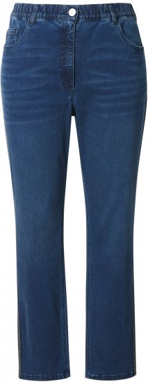 Ulla Popken Rhinestone Seam Stretch Fit Jeans Blue Denim - Blugi & Pantaloni pentru Femei Mărimi Mari – Plus Size - 