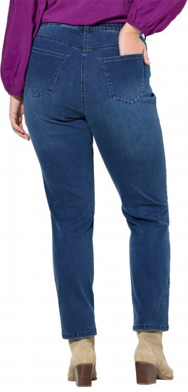 Ulla Popken Rhinestone Seam Stretch Fit Jeans Blue Denim - Blugi & Pantaloni pentru Femei Mărimi Mari – Plus Size - 