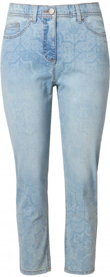 Ulla Popken Tile Laser Print Stretch Fit Jeans Light Light Blue Denim - Blugi & Pantaloni pentru Femei Mărimi Mari – Plus Size - 