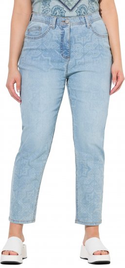 Ulla Popken Tile Laser Print Stretch Fit Jeans Light Light Blue Denim - Blugi & Pantaloni pentru Femei Mărimi Mari – Plus Size - 