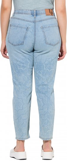 Ulla Popken Tile Laser Print Stretch Fit Jeans Light Light Blue Denim - Blugi & Pantaloni pentru Femei Mărimi Mari – Plus Size - 