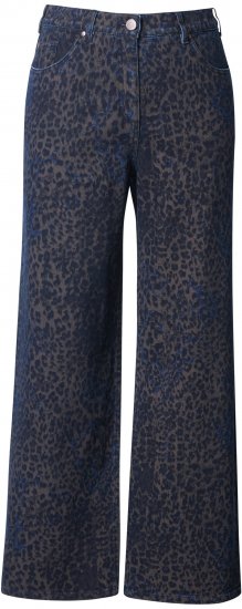 Ulla Popken Leopard Print Stretch Fit Jeans Ink Blue - Blugi & Pantaloni pentru Femei Mărimi Mari – Plus Size - 